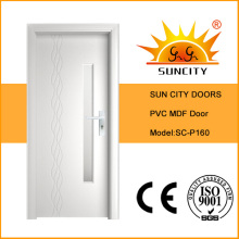 Precio barato impermeable puerta de PVC MDF con vidrio (SC-P160)